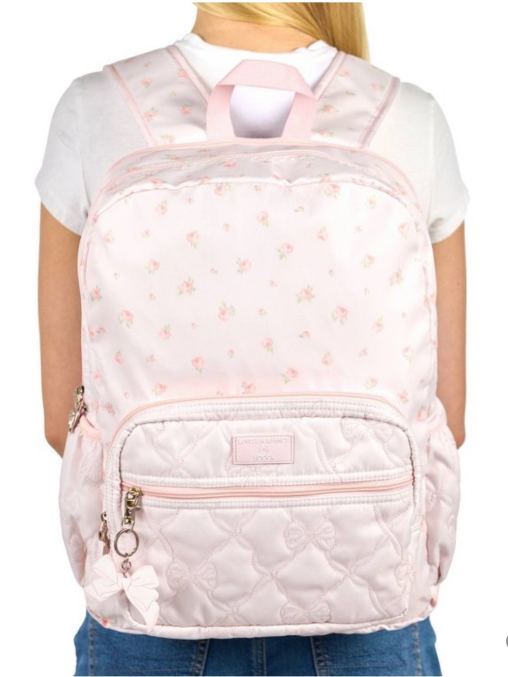 LoveShackFancy NWT Pink Quilted Bow Backpack Blooming Heirloom Ditsy pattern